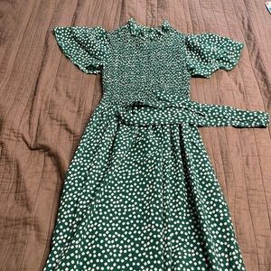 Green fancy floral dress